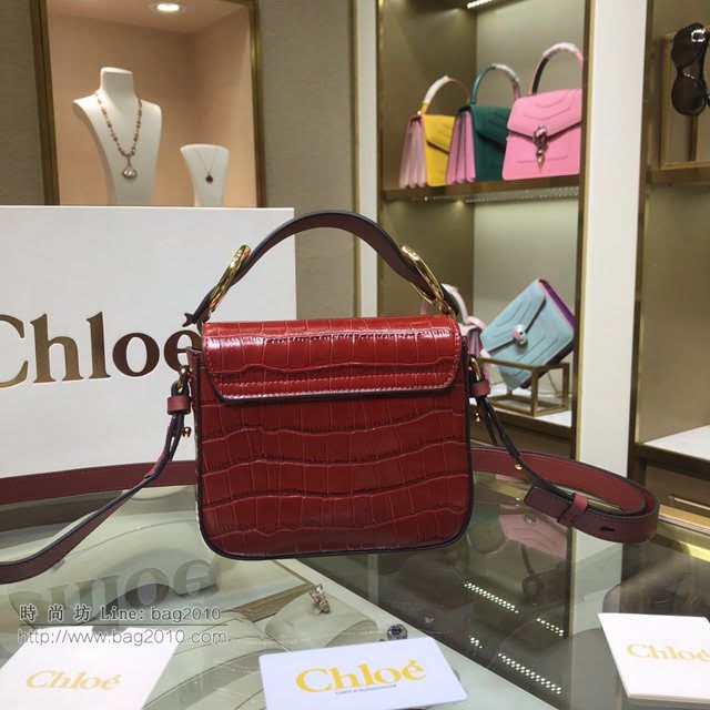 Chloe女包 克洛伊經典C Bag紅色鱷魚壓紋手提包 Chole手提肩背斜挎包  jjh1381